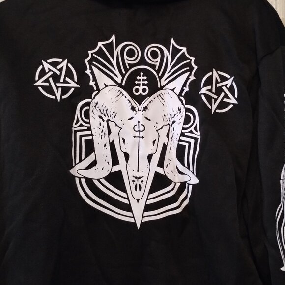 Baphomet Wiccan Symbols Hoodie Gothic Pentagram Witchcraft Pagan Hooded Jacket - Picture 10 of 12